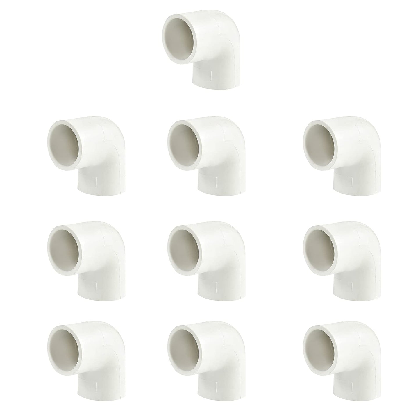 FangKingNo 10pcs 1/2" 2-Way PVC Pipe Fitting 90 Degree Elbow PVC Adapter Coupling Schedule 40 White Socket 90 Degree PVC Pipe Elbow - 10 Pack, (0.5 Inch)