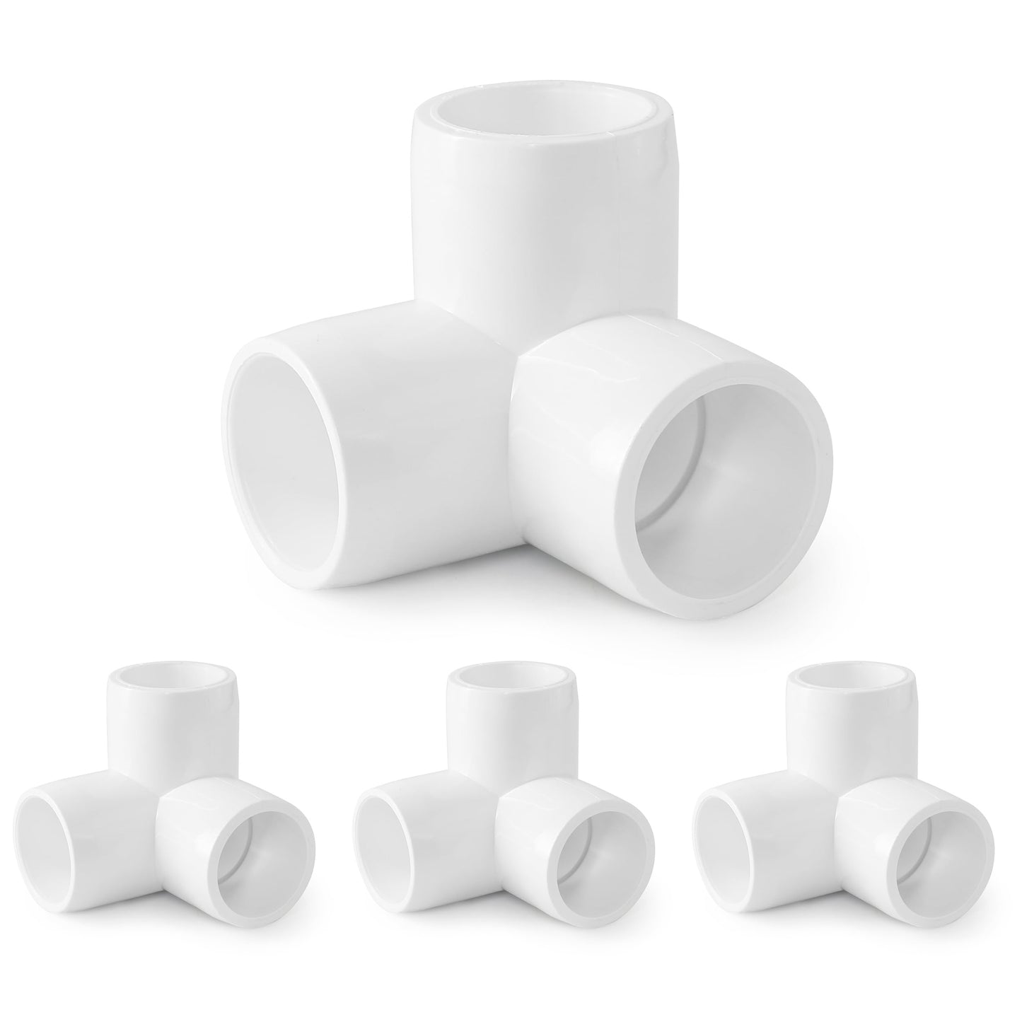 Zernmiarder 3 Way PVC Pipe Fittings 1/2 Inch, PVC Elbow Corner Side Outlet Tee Fitting, SCH40 Furniture Grade PVC Pipe Connectors - Fits 1/2" PVC Pipes, 4 Pieces