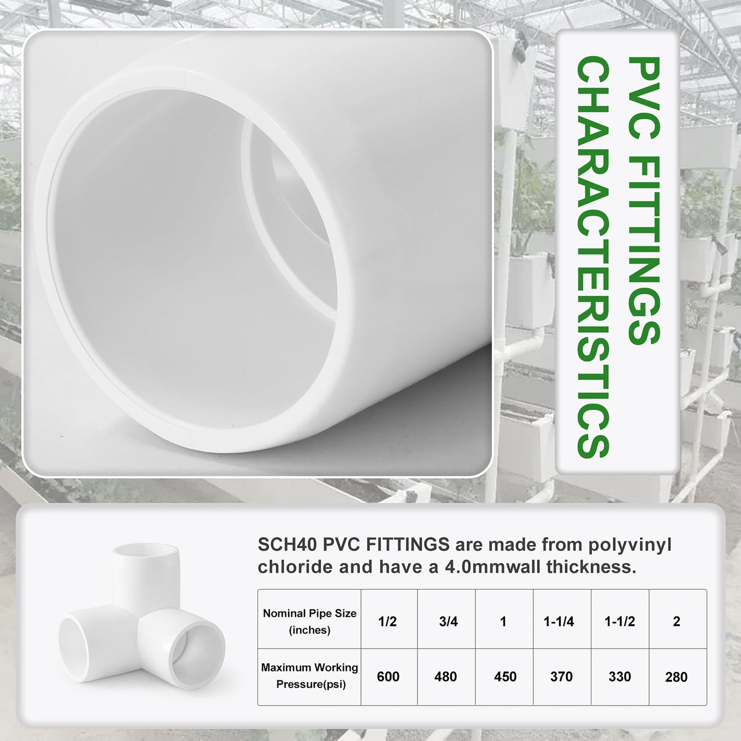 Zernmiarder 3 Way PVC Pipe Fittings 1/2 Inch, PVC Elbow Corner Side Outlet Tee Fitting, SCH40 Furniture Grade PVC Pipe Connectors - Fits 1/2" PVC Pipes, 4 Pieces