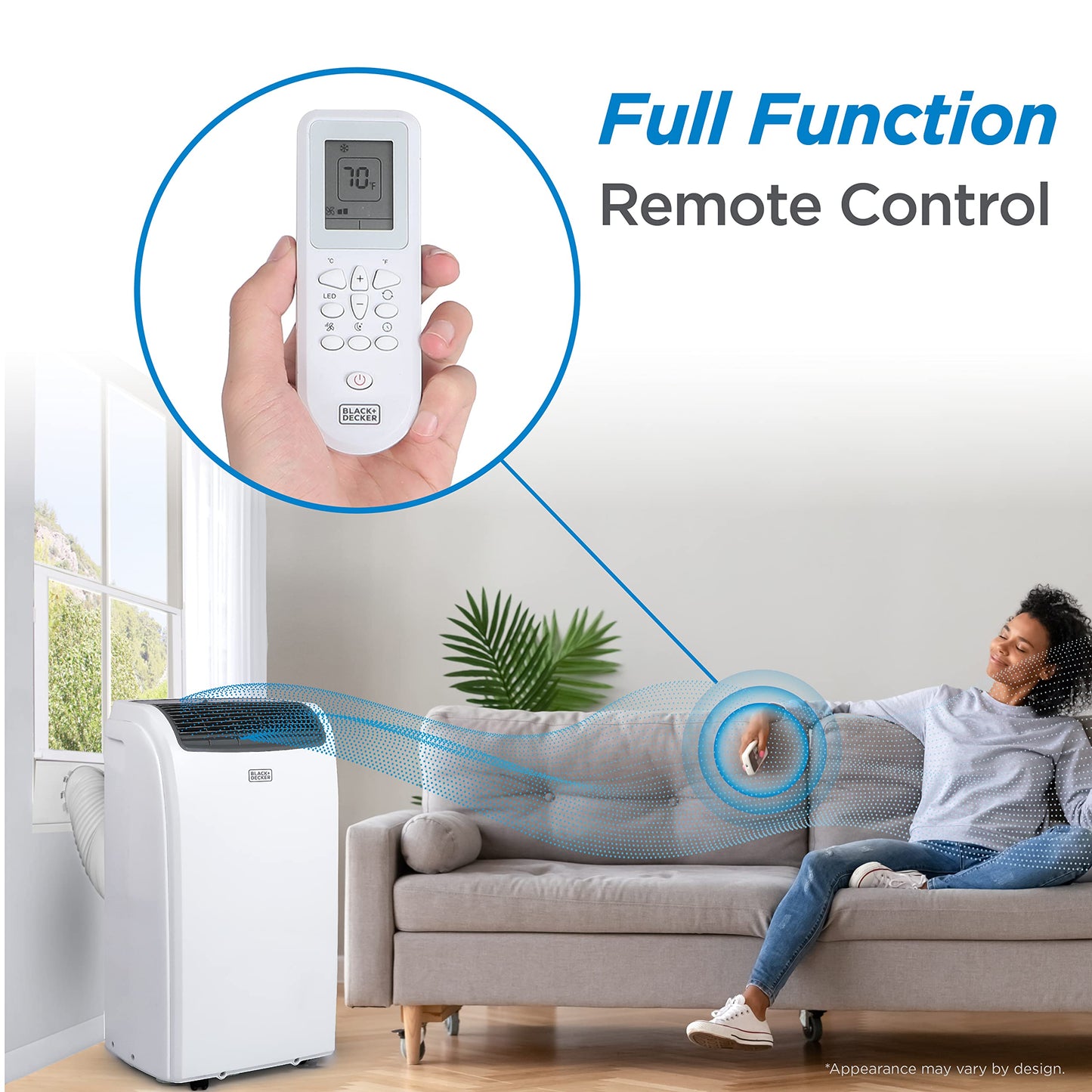 BLACK+DECKER Air Conditioner, 12,000 BTU Air Conditioner Portable for Room and Heater up to 550 Sq. Ft. with Remote Control, White