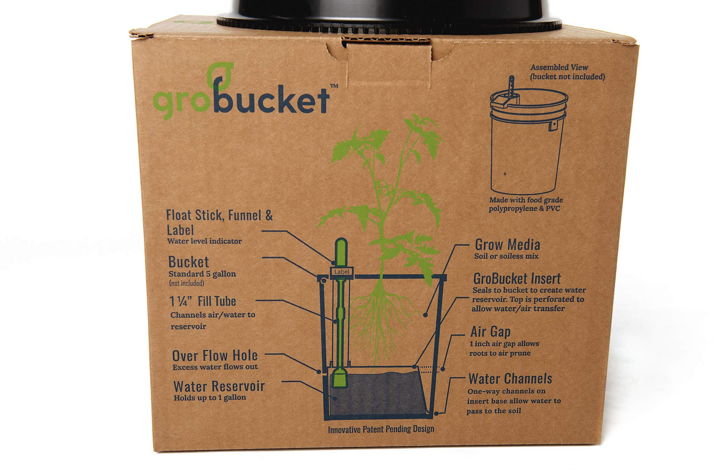 GroBucket Garden Kit (10PK) self-watering sub-irrigated planter insert. Turn any bucket into a self-watering Container Garden. Create an indoor or outdoor, space saving and portable garden in minutes.