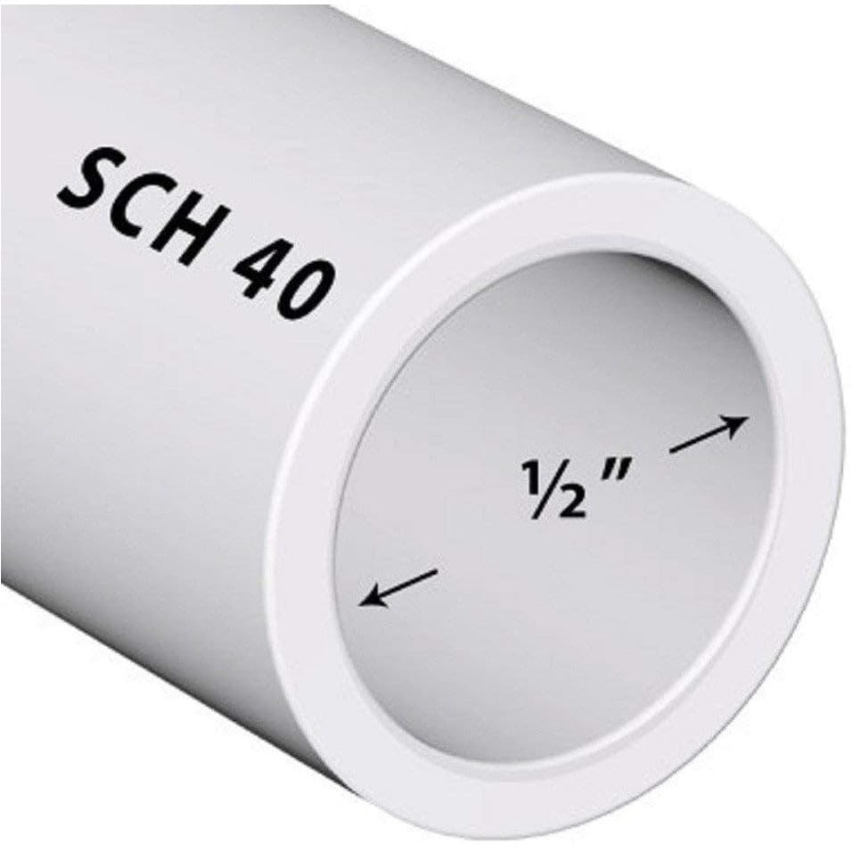 PVC Pipe Sch40 1/2 Inch (0.5) White Custom Length 1FT Feet