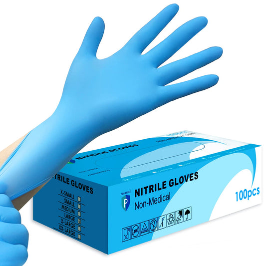 PROMEDIX P Nitrile Gloves, 4mil-100 Count, Gloves Disposable Latex Free, Disposable Gloves for Household, Food safe