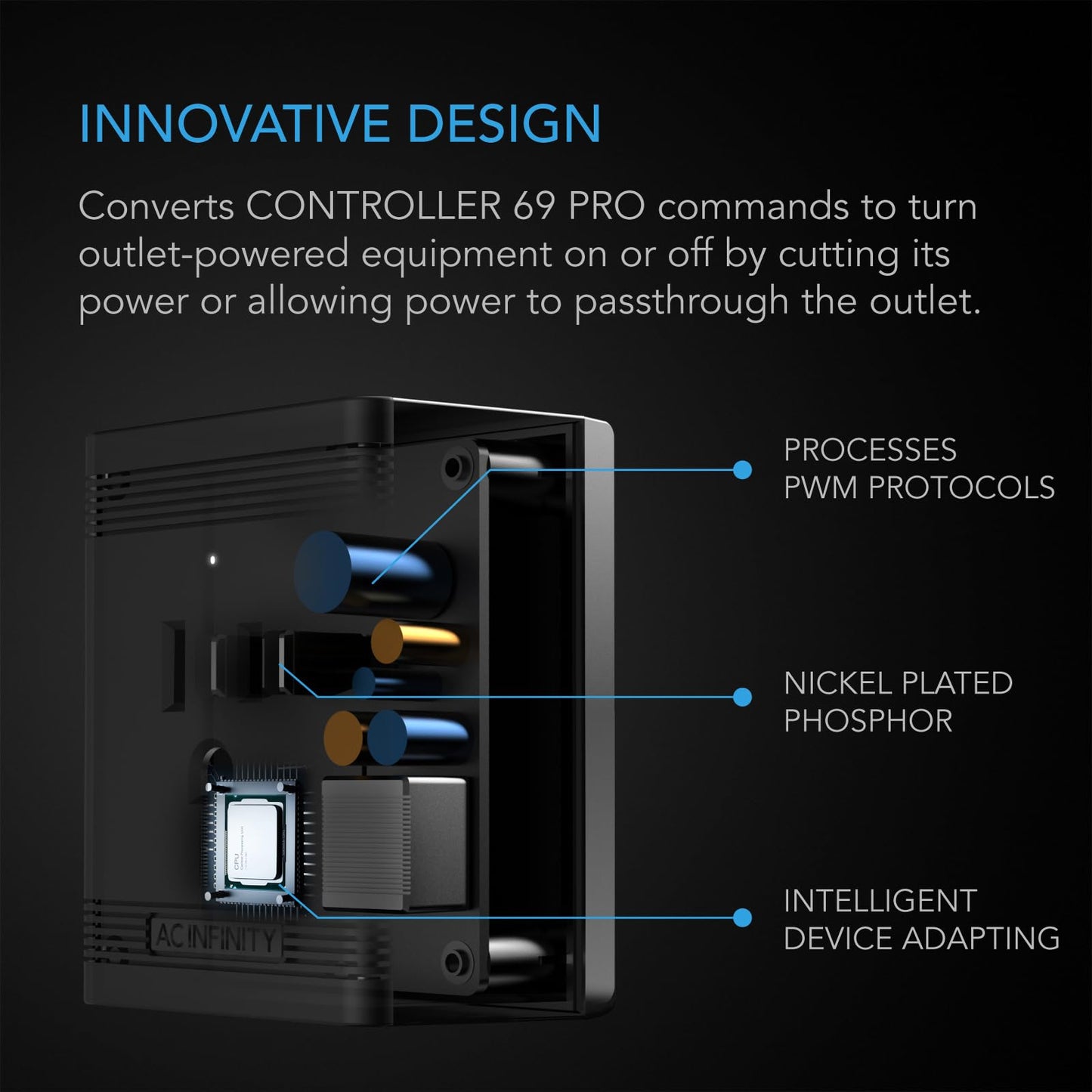 AC Infinity UIS Control Plug, Socket Adapter to Connect UIS Smart Controllers to Outlet Devices